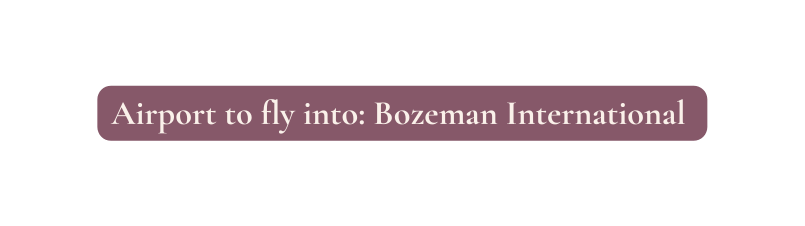 Airport to fly into Bozeman International